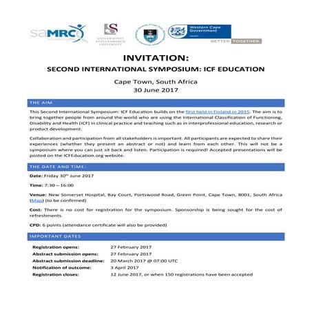 2nd International Symposium: ICF Education