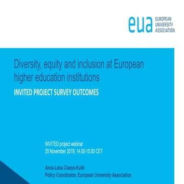 Diversity, equity and inclusion at European higher education institutions