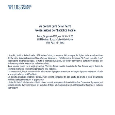 Mi prendo cura della terra - Roma 26 gennaio 2016