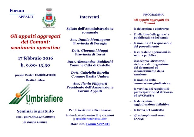 GLI APPALTI AGGREGATI DEI COMUNI: SEMINARIO OPERATIVO