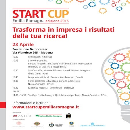 Invito STARTCUP ISTRUZIONI USO - 23 04 15