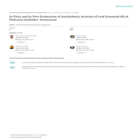 In Vitro and in Vivo Evaluation of Antidiabetic Activity of Leaf ...