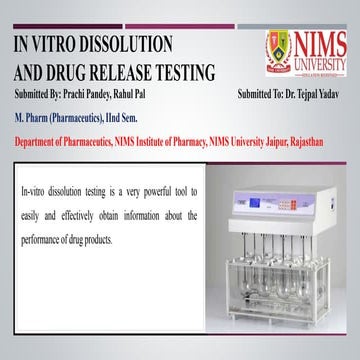 In-Vitro Dissolution and  Alternative Methods Involving in Drug Release.pptx