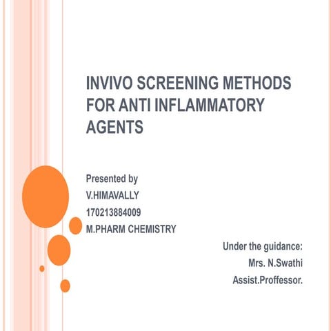 Invivo screening methods for anti inflammatory  agents