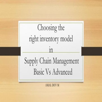 Choosing the correct inventory model for SCM efficiency