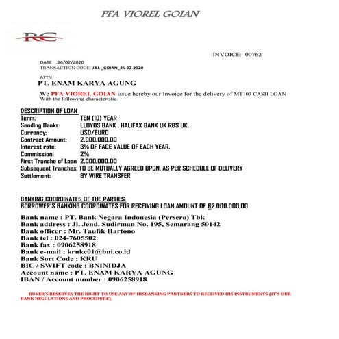 Invoice.1 pt. enam karya agung