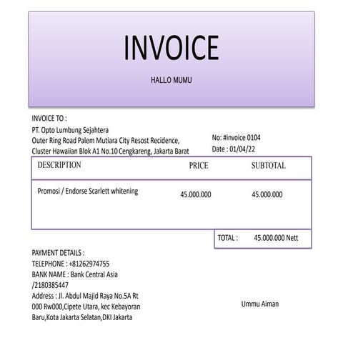 invoice #0104 pptx Business Banking Finance Business