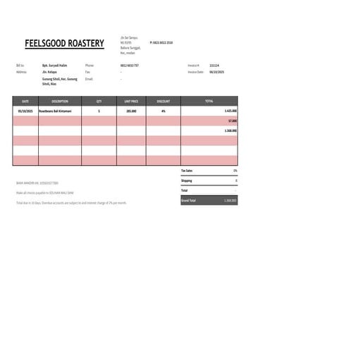 INVOICE HOTEL for business roastery work flow | PDF