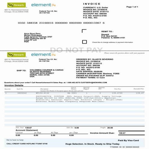 Invoice newark(sensor)