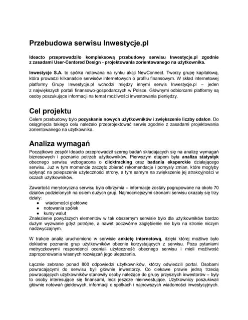 Inwestycje.pl przebudowa serwisu