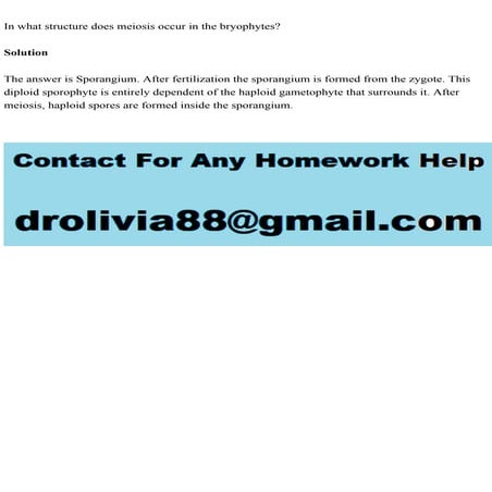 In what structure does meiosis occur in the bryophytesSolution.pdf
