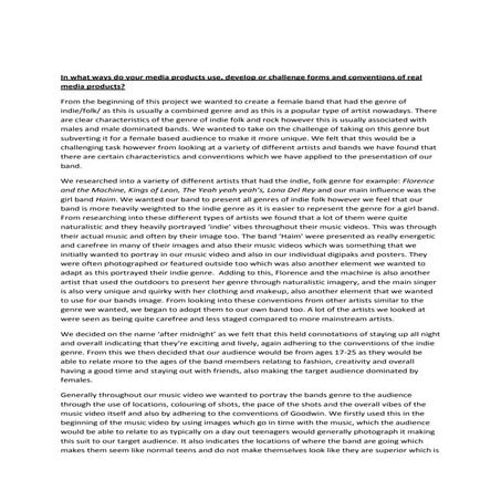 In what ways do your media products use