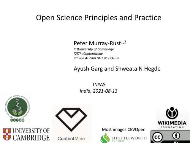 Open Science Principles and Practice
