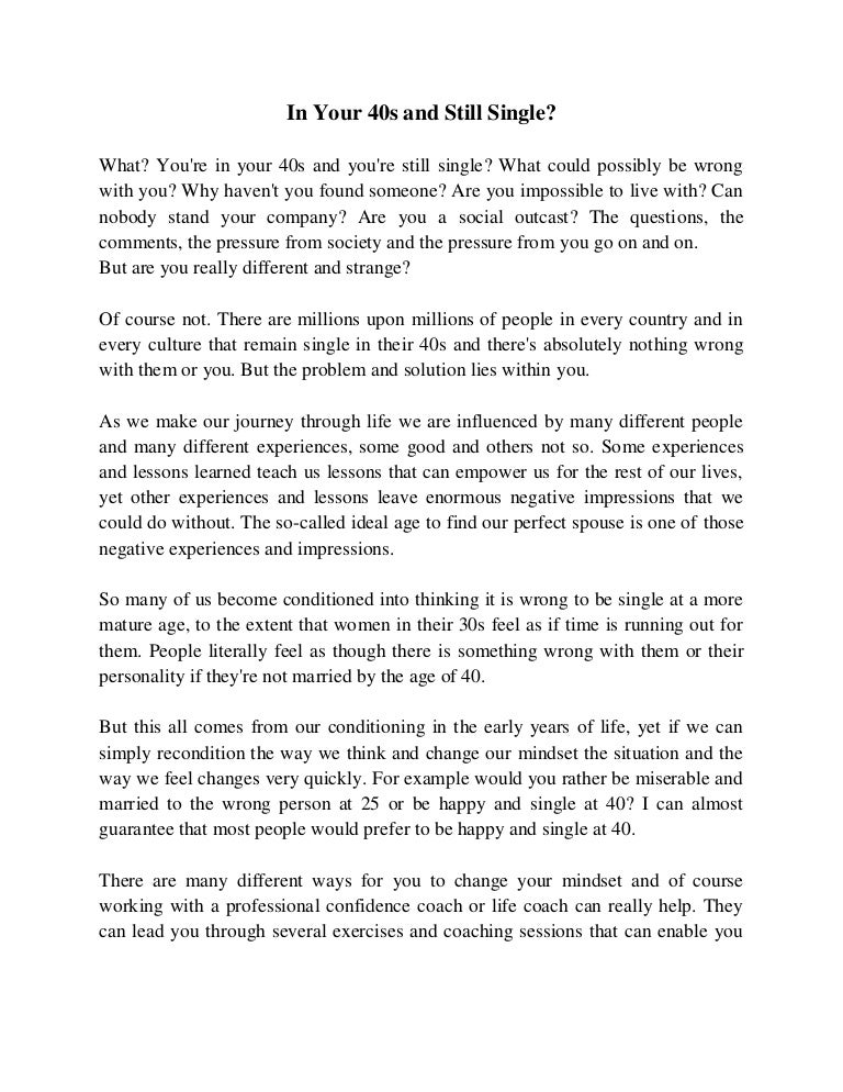 In Your 40s And Still Single