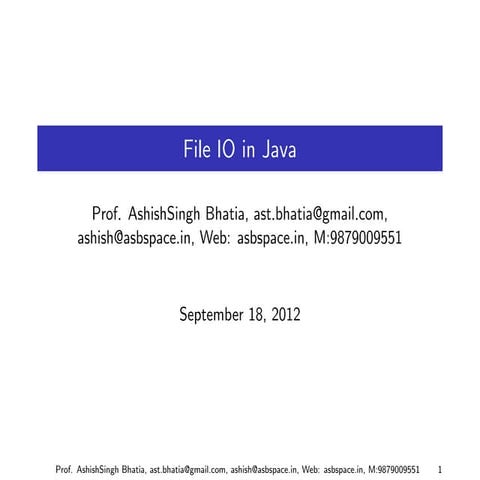 I/O in java Part 1 | PPT