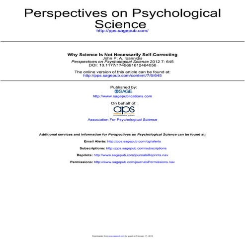 Ioannidis why science is not necessarily self correcting
