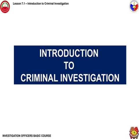 Investigation Officers Basic Course 2024 | PPTX