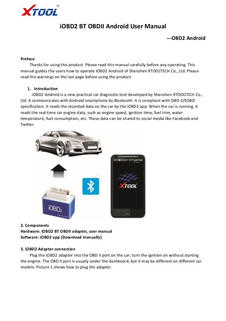 iobd2 bt obdii android user manual