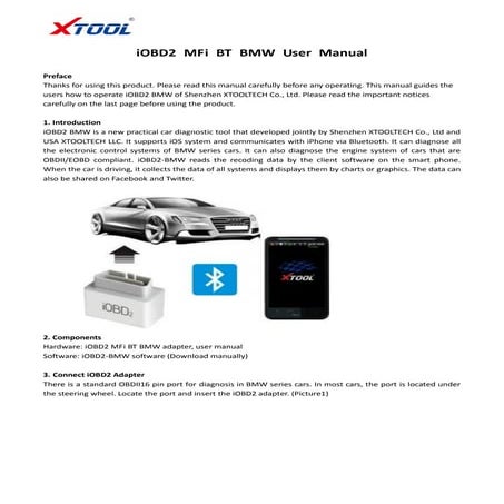 iOBD2 m fi bt bmw Diagnostic tool user manual