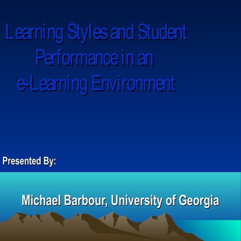 IOC 2004 - Learning Styles and Student Performance in an E-Learning Environment