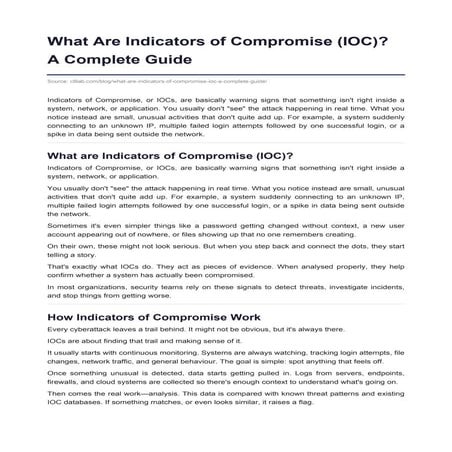 Indicators of Compromise (IOC): A Complete Guide | C9Lab | PDF