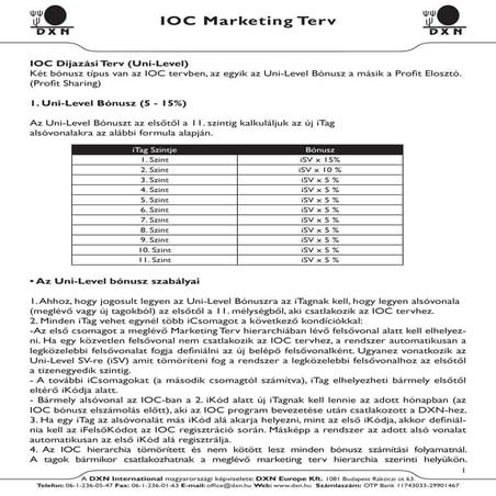 IOC - Marketing terv