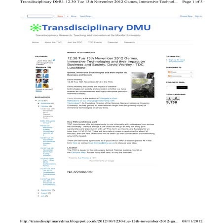 IOCT lunchtime workshop feb 13 Immersive technologies and impact on business ...