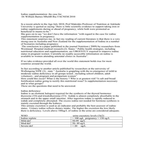 Dr William Barnes - The case for Iodine Supplementation