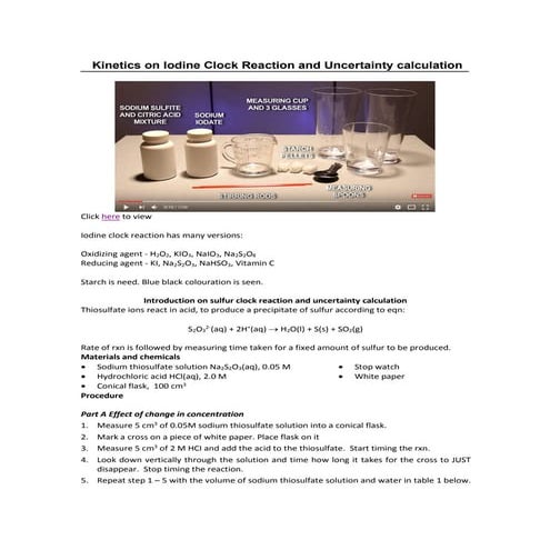 Uncertainty calculation for rate of reaction