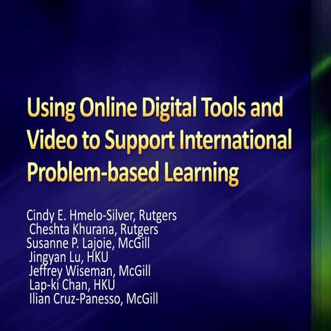 Using Online Digital tools and Video to support international problem based learning 
