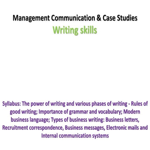 Writing skills of managerial communication