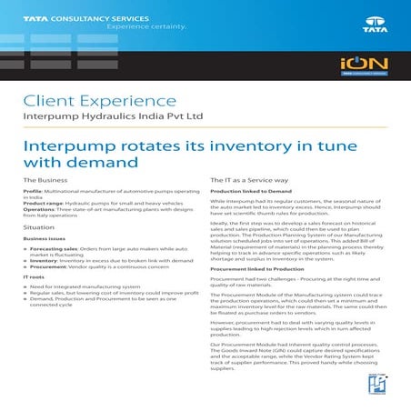 iON Manufacturing Solution Interpump Case Study