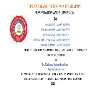 ION EXCHANGE CHROMATOGRAPHY