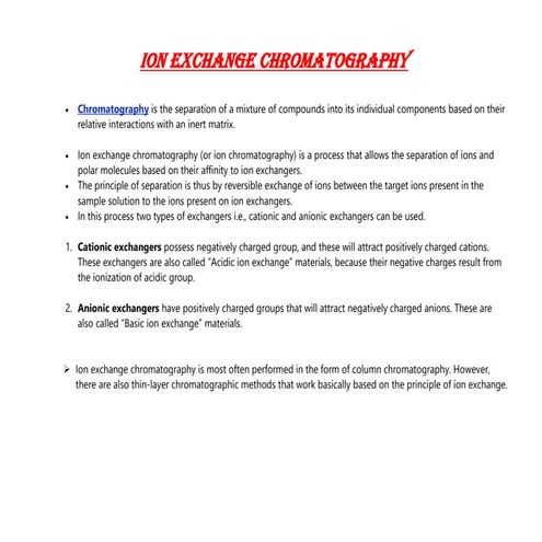 Ion exchange chromatography