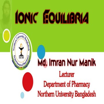 Ionic Equilibria Manik