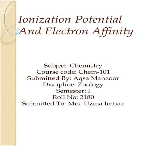 Ionization potential and electron affinity