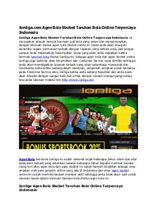 Ionliga agen sbobet