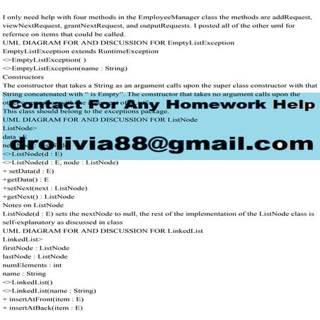 I only need help with four methods in the EmployeeManager class the .pdf