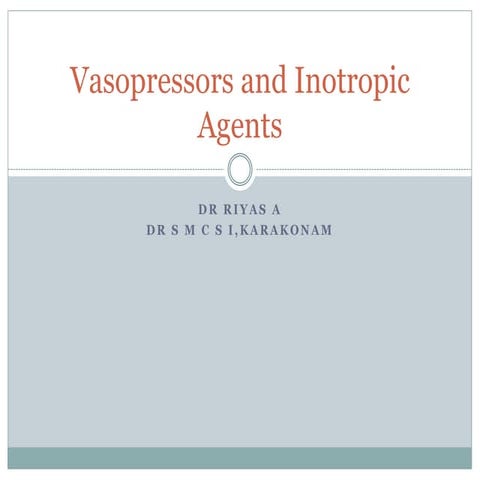 Ionotropes and vasopressors