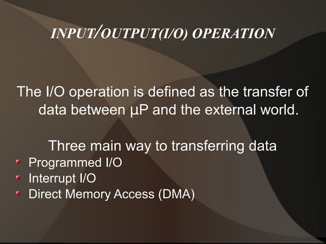 MICROPROCESSOR INPUT OUTPUT OPERATIONS