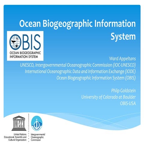 Introduction to OBIS at 2nd Int Ocean Research Conference 2014