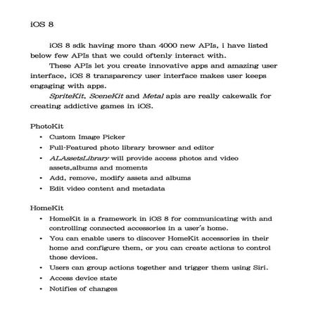 Few features in IOS 8 for developers