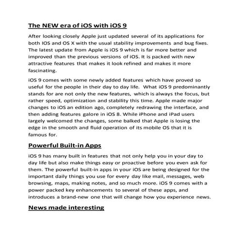 The NEW era of iOS with iOS 9