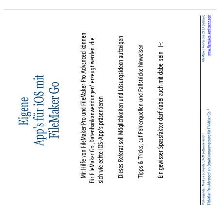 FMK 2013, Eigene Apps für iOS mit FileMaker Go, Markus Schneider