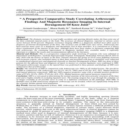 A Prospective Comparative Study Correlating Arthroscopic Findings And Magneti...