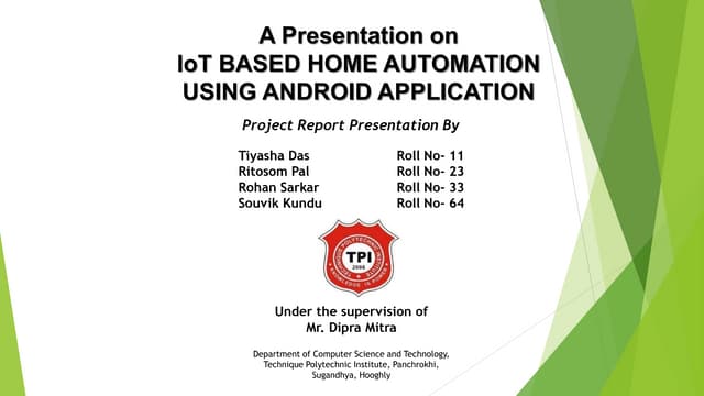Presentation on IoT Based Home Automation using android & NodeMCU