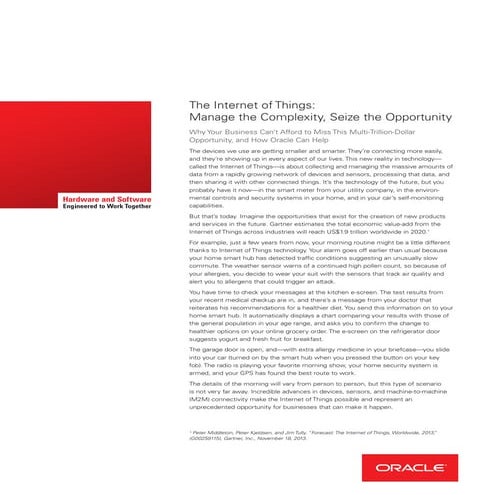 Internet of Things: manage the complexity, seize the opportunity