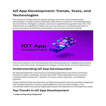 IoT App Development: Trends, Tools, and Technologies