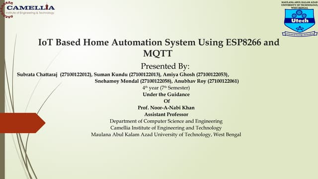 IoT Based Home Automation System Using ESP8266 and MQTT .pptx