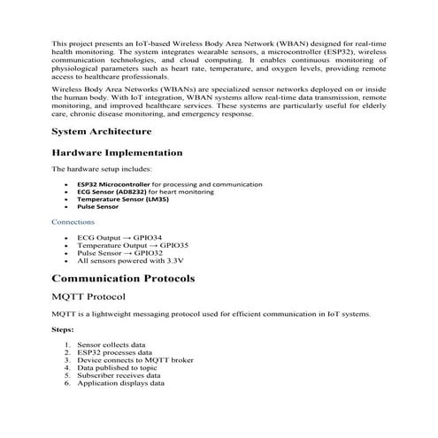 IoT Based practical example for wireless body area network (WBAN) with ...